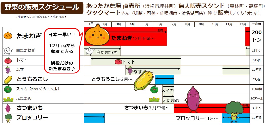 野菜の販売スケジュール